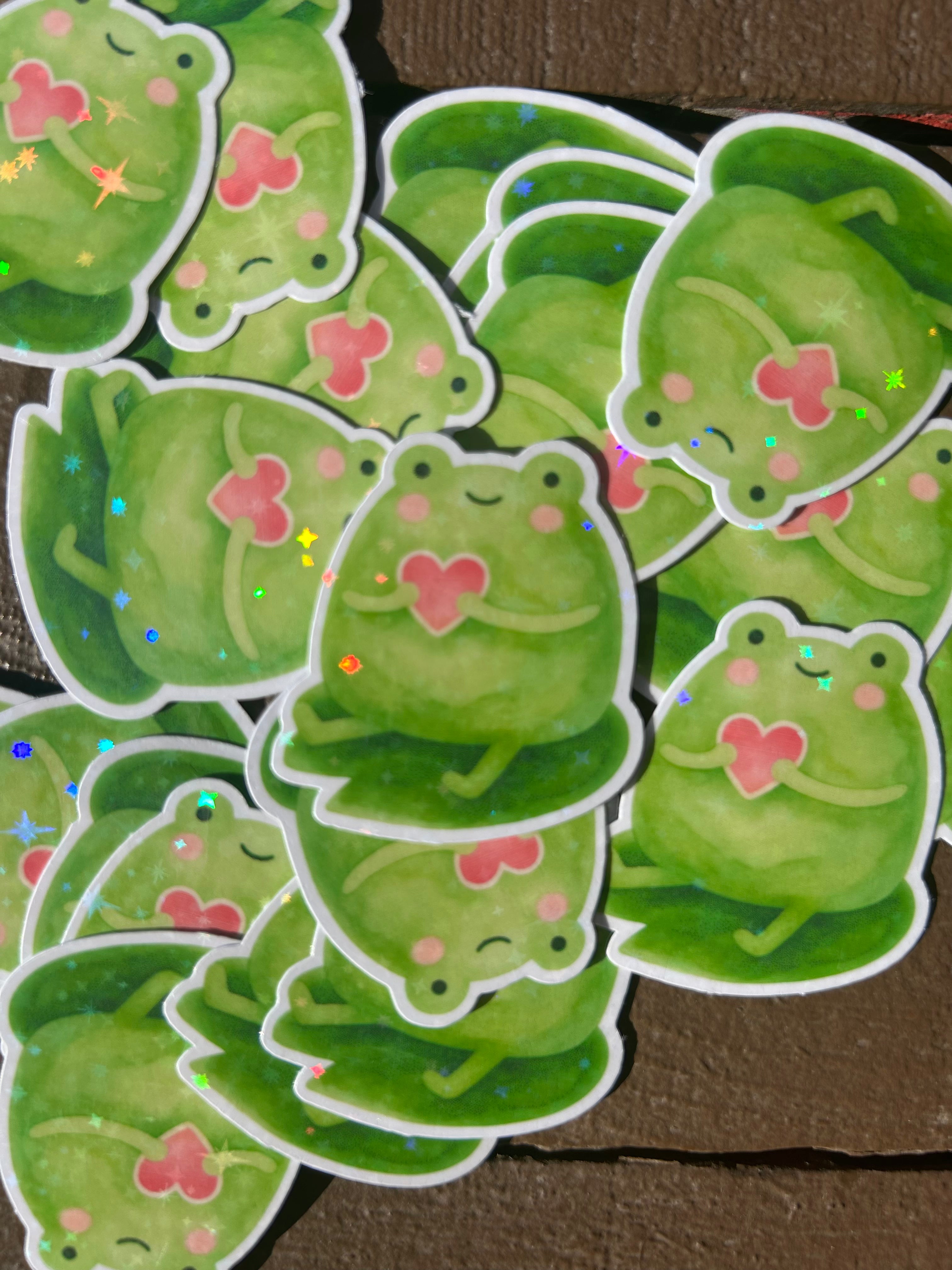 🐸 Sticker cute frog – fini holographique✨