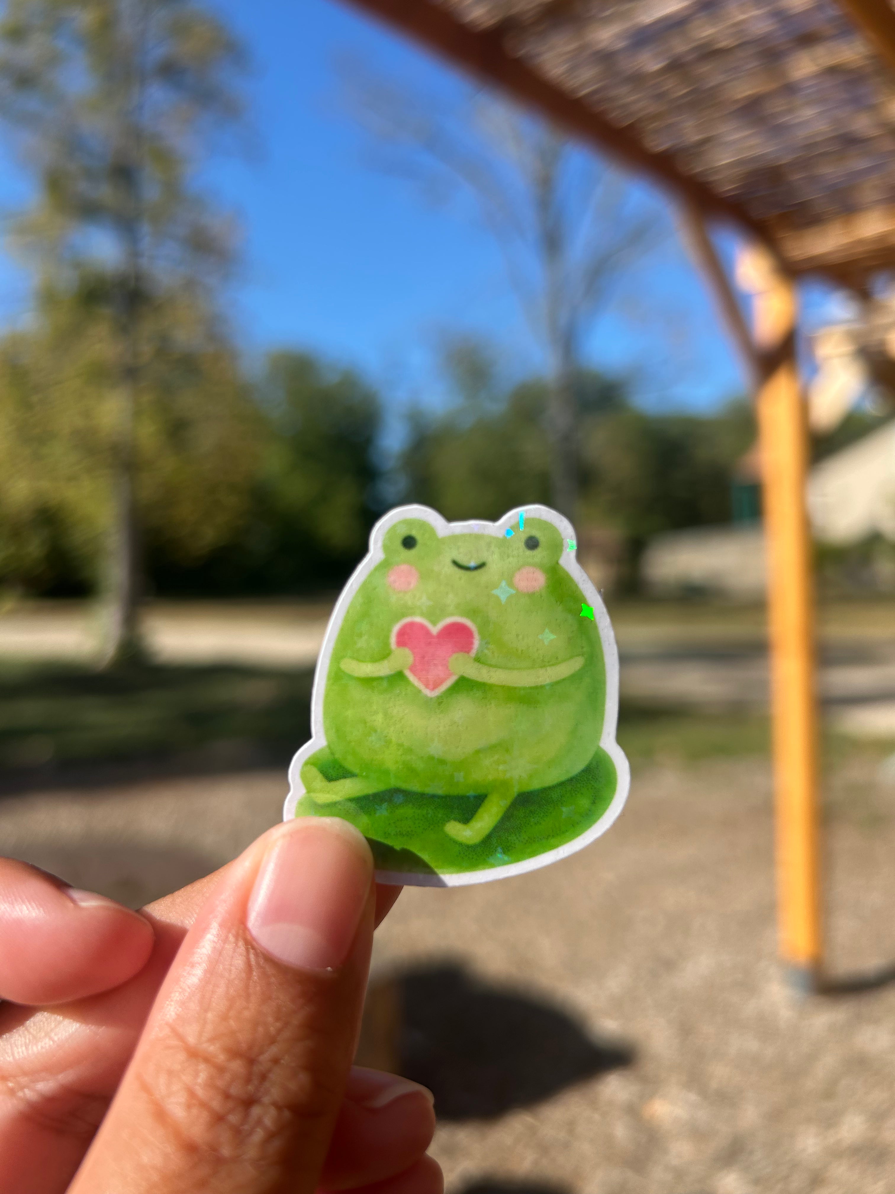 🐸 Sticker cute frog – fini holographique✨