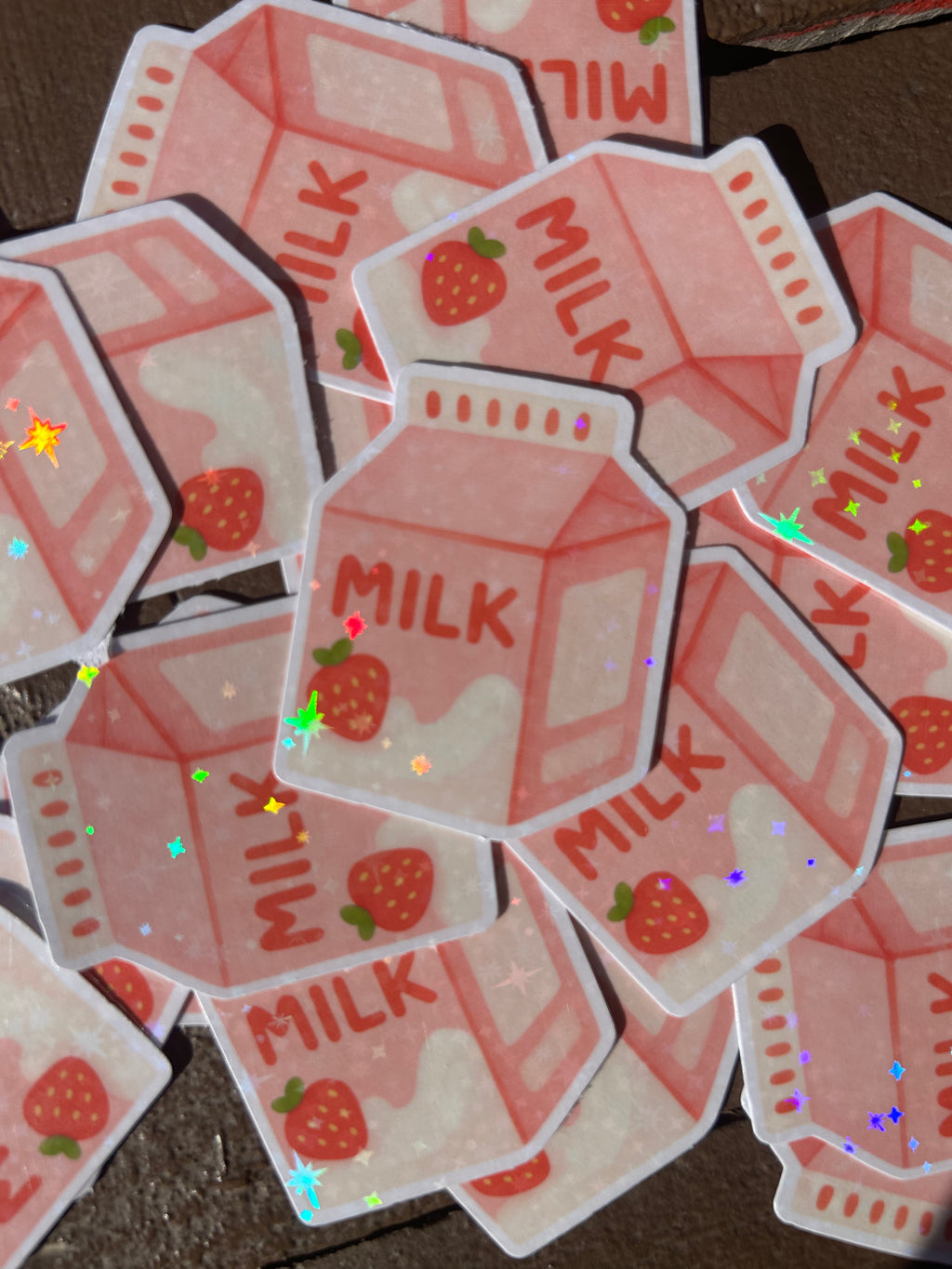 🥛 Sticker milky milk – fini holographique ✨