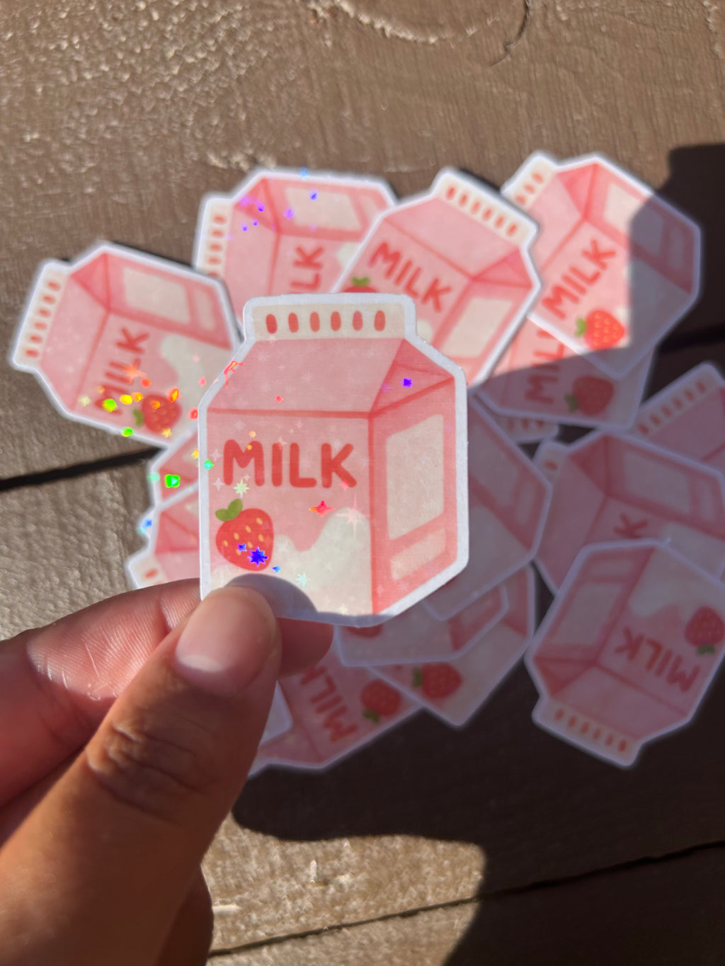 🥛 Sticker milky milk – fini holographique ✨