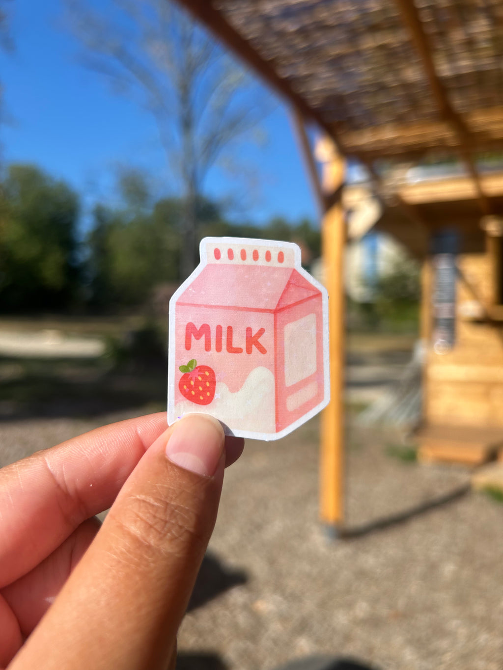 🥛 Sticker milky milk – fini holographique ✨