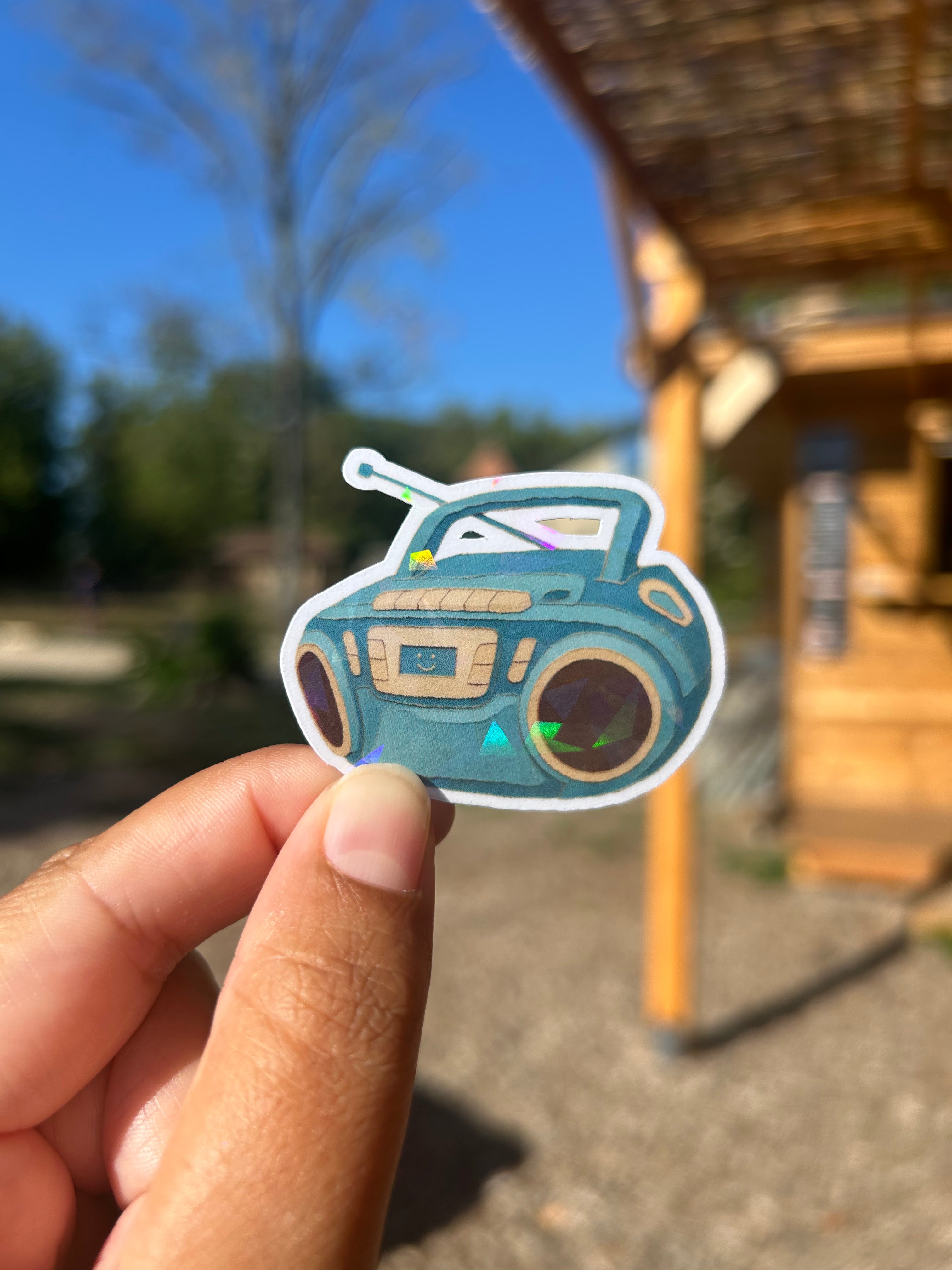 🎧 Sticker chaine hifi – fini holographique ✨