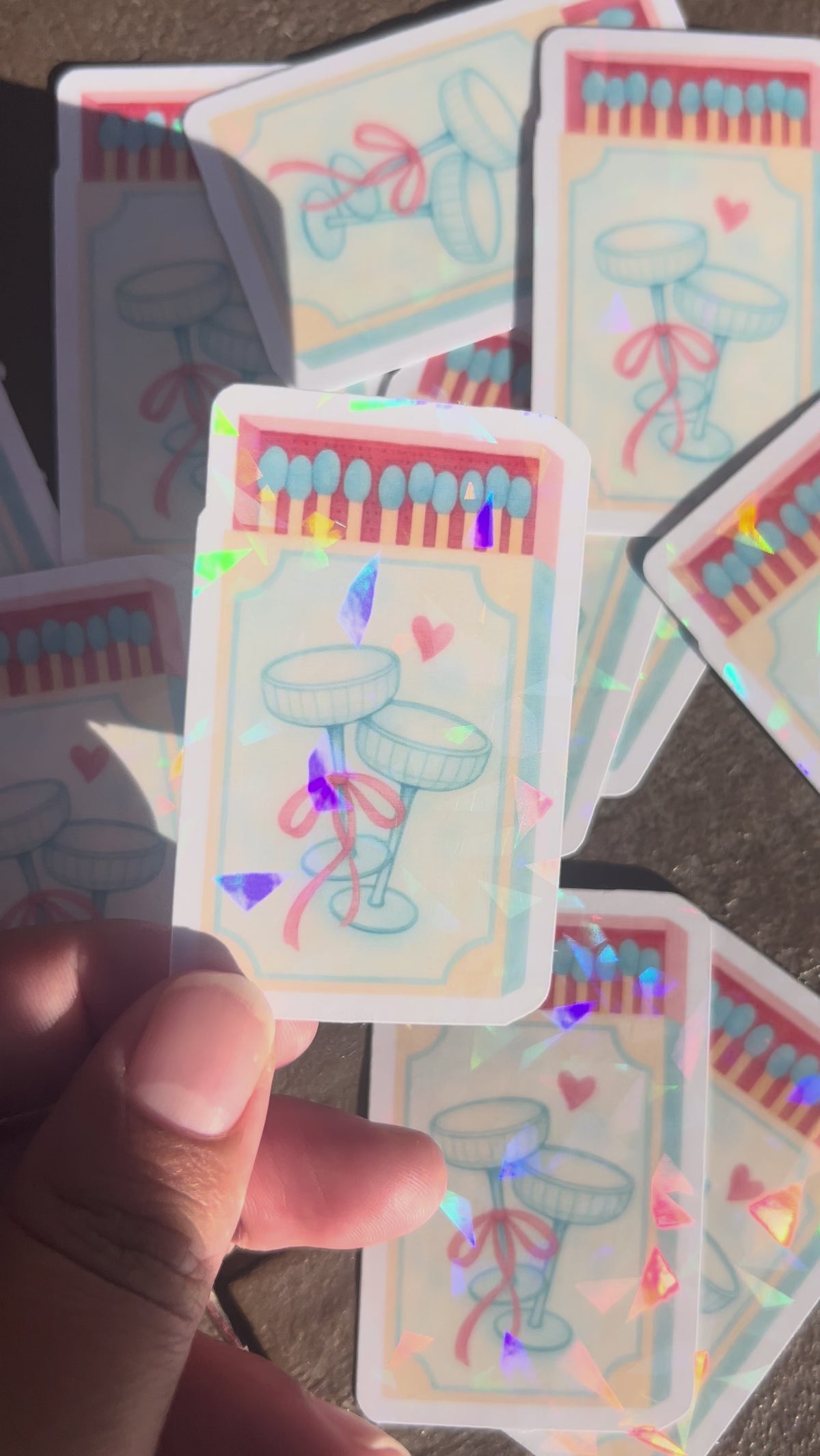 🕯️ Sticker allumettes – fini holographique ✨