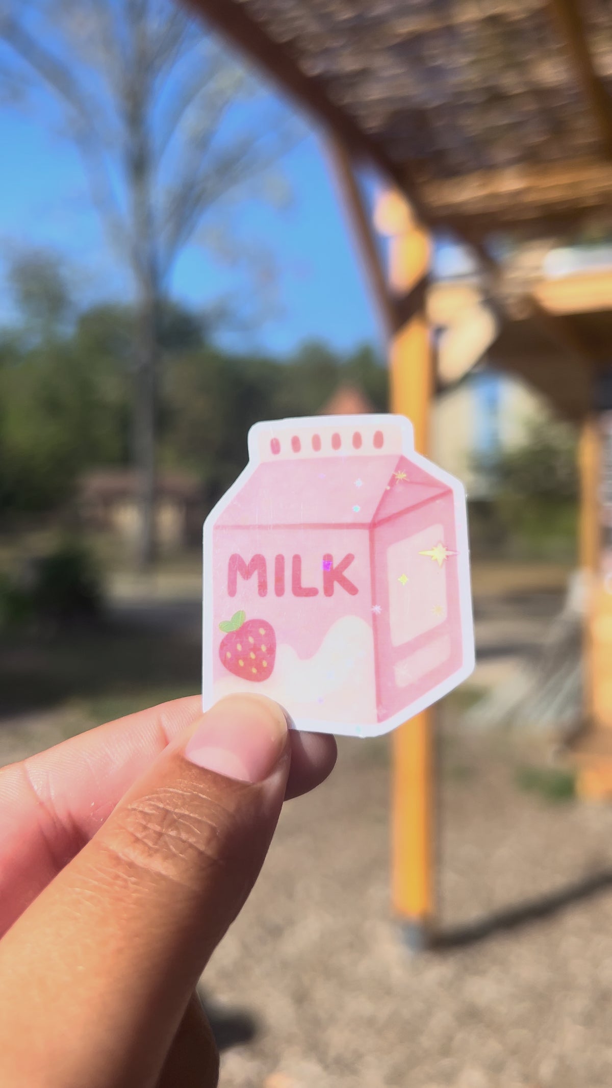 🥛 Sticker milky milk – fini holographique ✨