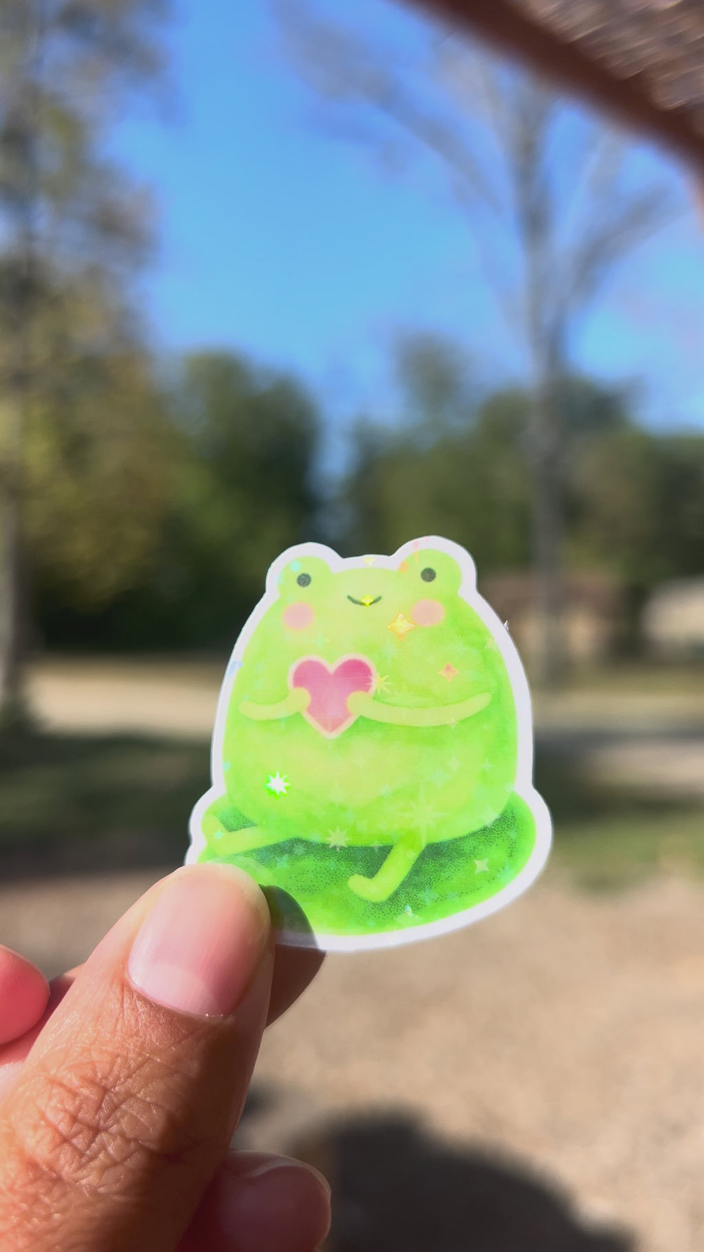 🐸 Sticker cute frog – fini holographique✨