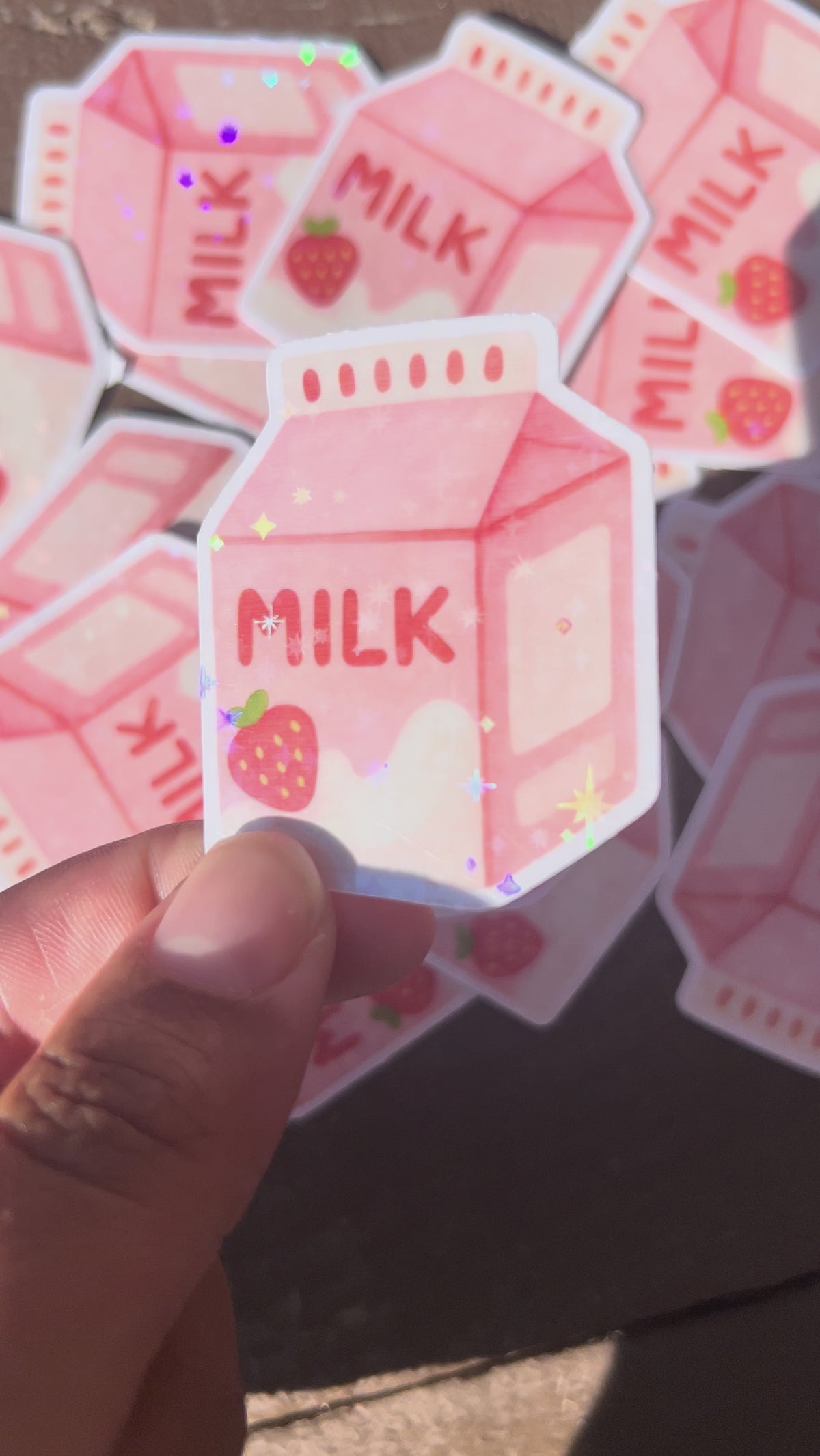 🥛 Sticker milky milk – fini holographique ✨